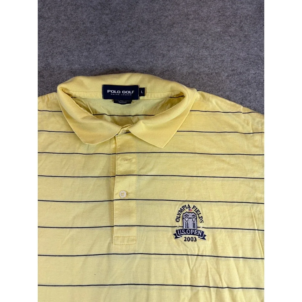 VTG US Open 2003 Polo Golf Ralph Lauren Shirt Mens Large Yellow Pima Cotton